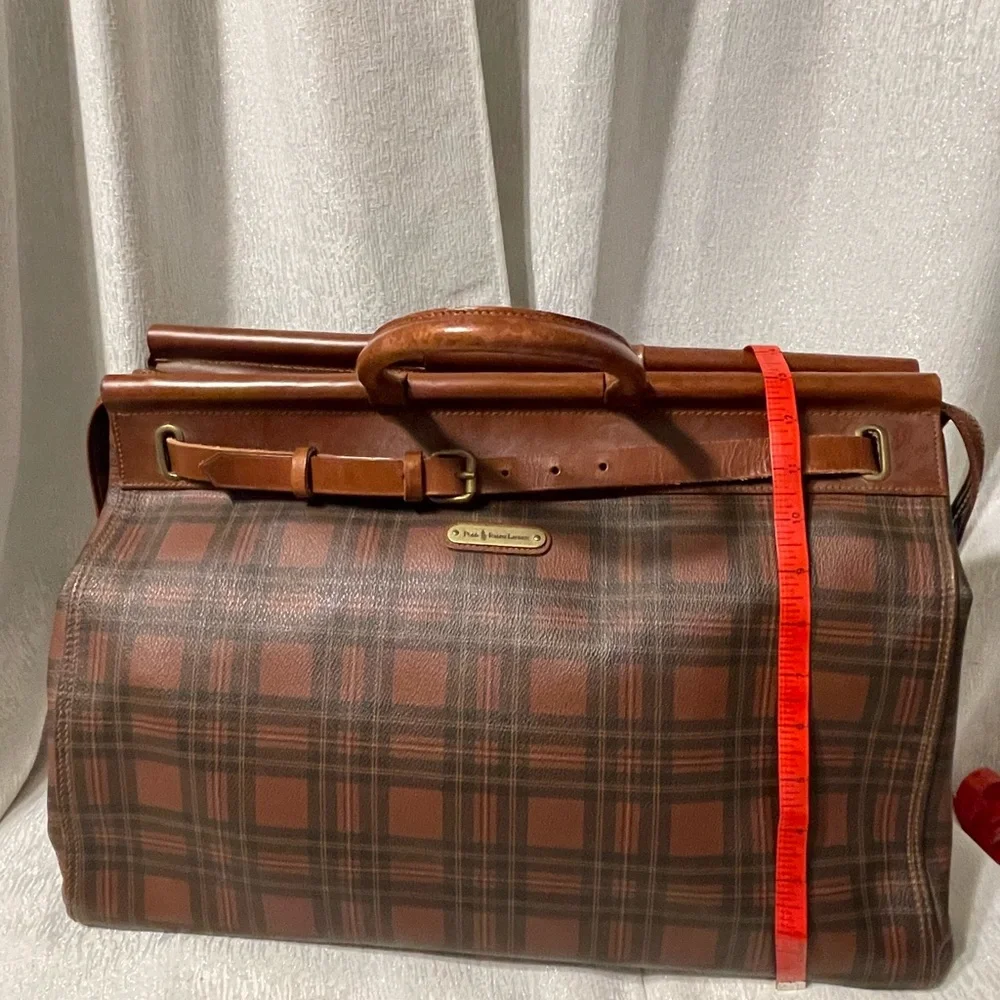 Vintage Polo Ralph Lauren Tartan Plaid Brown and Black Weekend Travel Bag